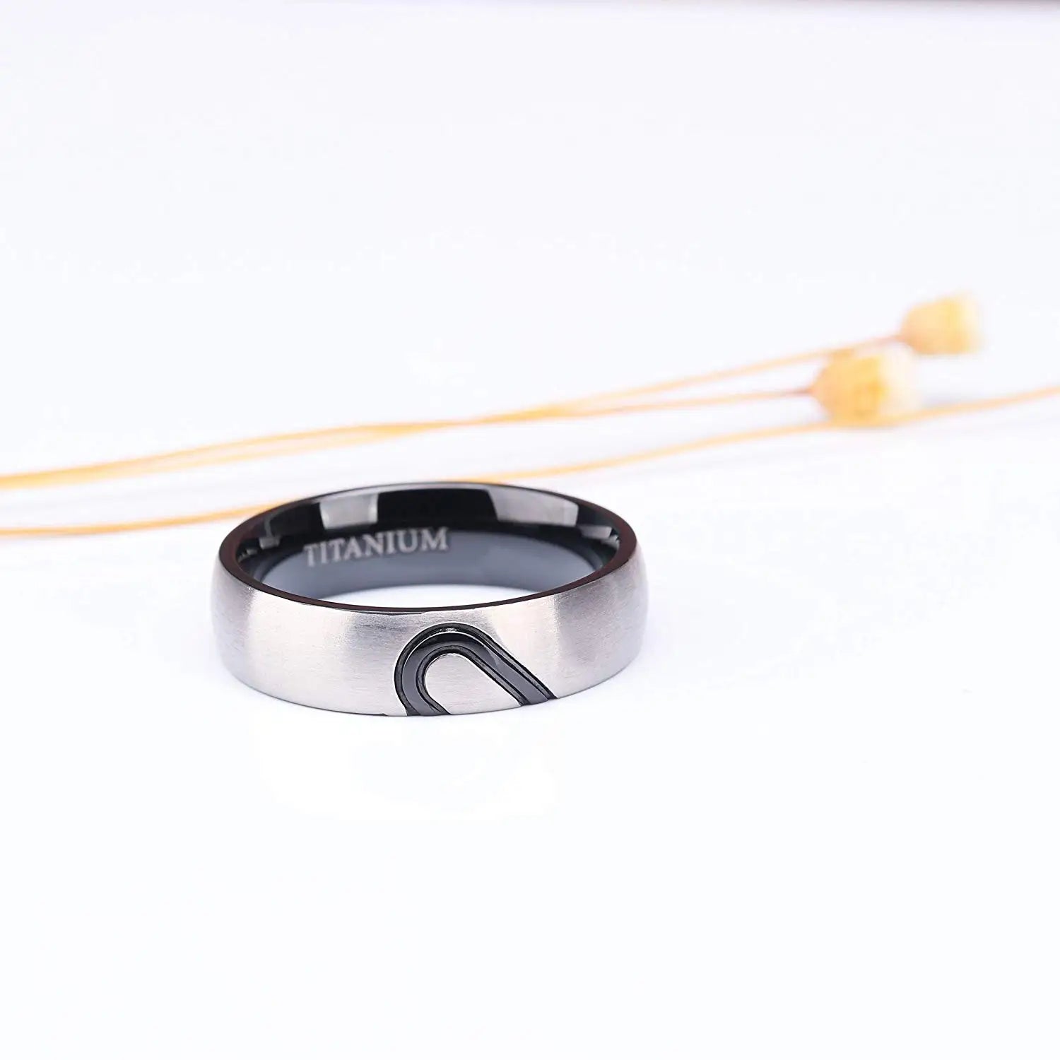 Tigrade Couple Ring High Polish Dome Heart Shape Inlay Titanium Rings for Men Women Wedding Band Jewellery Lover Rings Gift