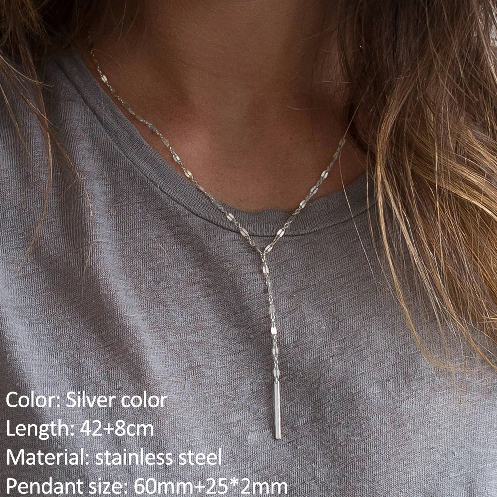 SUNIBI Fashion Stainless Steel Necklace for Woman Personality Infinity Cross Pendant Gold Color Necklaces on Neck Women Jewelry