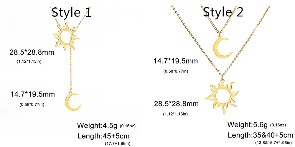 Lucktune Sun Moon Pendant Clavicle Chain Necklace Stainless Steel Bohemian Choker Necklace for Women Fashion New In Jewelry Gift