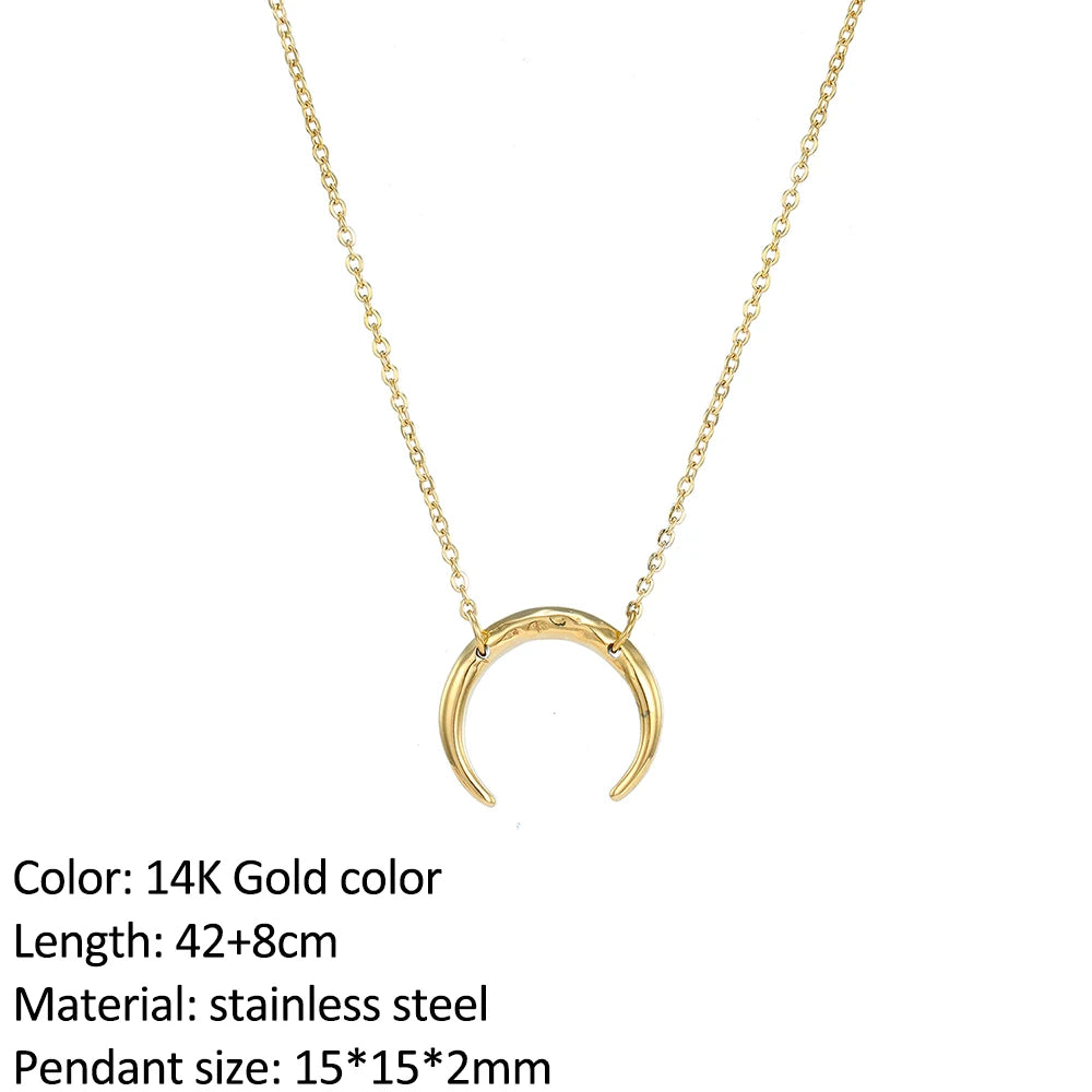 SUNIBI Fashion Stainless Steel Necklace for Woman Personality Infinity Cross Pendant Gold Color Necklaces on Neck Women Jewelry
