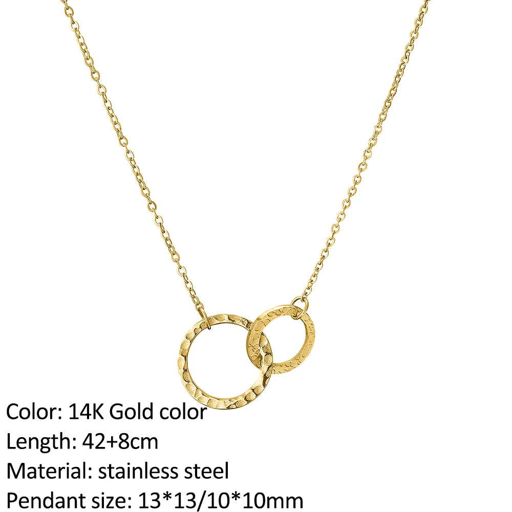 SUNIBI Fashion Stainless Steel Necklace for Woman Personality Infinity Cross Pendant Gold Color Necklaces on Neck Women Jewelry
